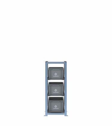 Scaffale H1000 a 1 campata con 3 contenitori Euro 400x300x220h, vista prospettica 2