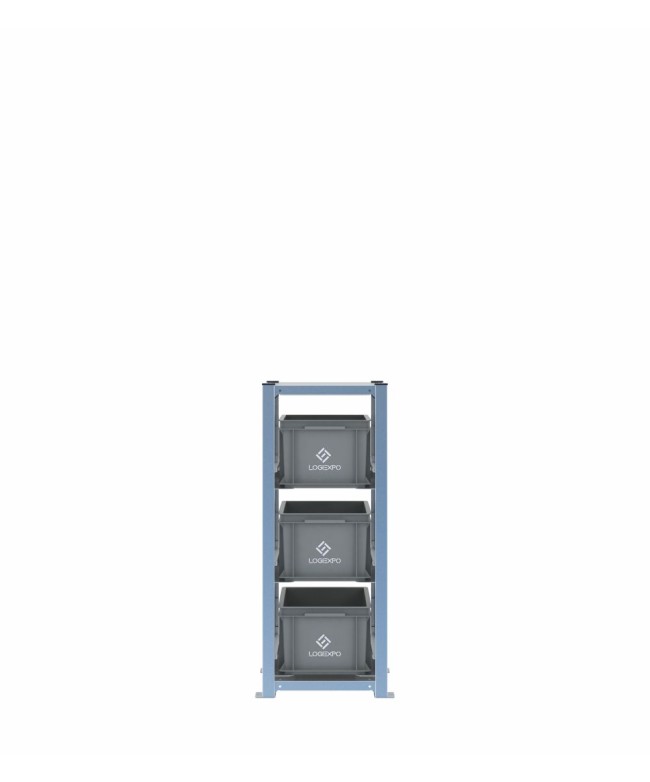 Scaffale H1000 a 1 campata con 3 contenitori Euro 400x300x220h, vista frontale