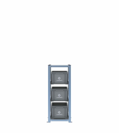 Scaffale H1000 a 1 campata con 3 contenitori Euro 400x300x220h, vista frontale