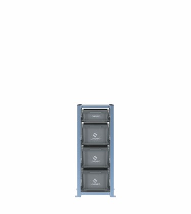 Scaffale H1000 a 1 campata con 4 contenitori Euro 400x300 di altezze 220h e 130h, vista prospettica 2