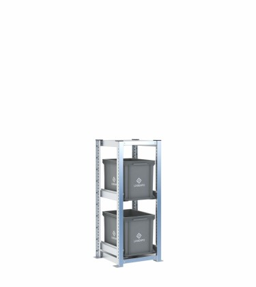 Scaffale H1000 a 1 campata con 2 contenitori Euro 400x300x320h, vista prospettica