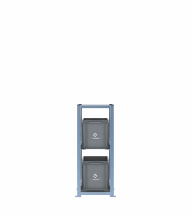 Scaffale H1000 a 1 campata con 2 contenitori Euro 400x300x320h, vista prospettica 2