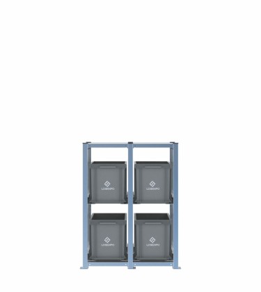 Scaffale H1000 a 2 campate con 4 contenitori Euro 400x300x320h, vista prospettica 2