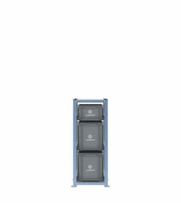 Scaffale H1000 a 1 campata con 3 contenitori Euro 400x300 di altezze 320h e 170h, vista prospettica 2