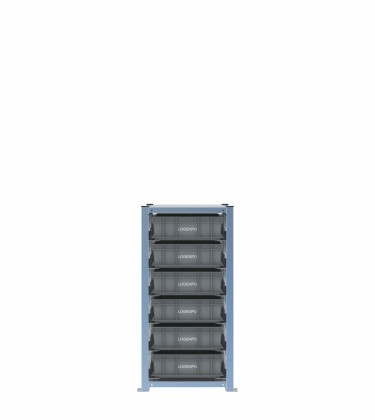 Scaffale H1000 a 1 campata con 6 contenitori Euro 600x400x130h, vista prospettica 2
