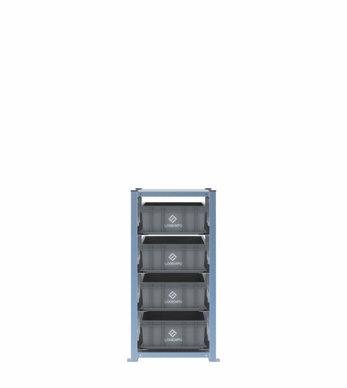Scaffale H1000 a 1 campata con 4 contenitori Euro 600x400x170h, vista frontale