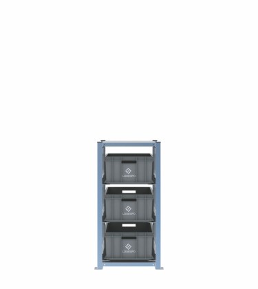 Scaffale H1000 a 1 campata con 3 contenitori Euro 600x400x220h, vista prospettica 2