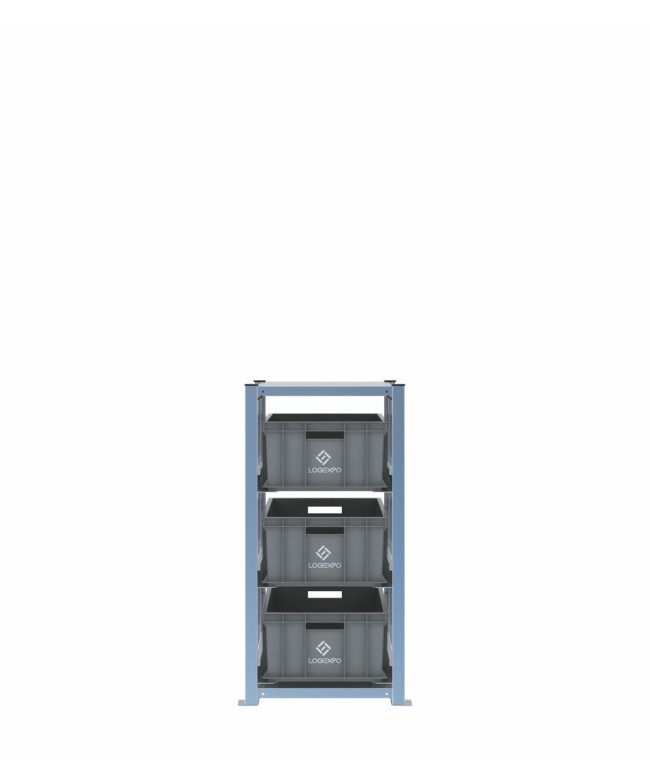 Scaffale H1000 a 1 campata con 3 contenitori Euro 600x400x220h, vista frontale