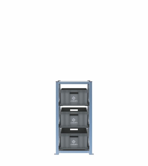 Scaffale H1000 a 1 campata con 3 contenitori Euro 600x400x220h, vista frontale