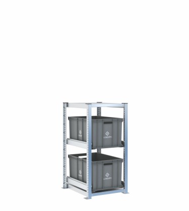 Scaffale H1000 a 1 campata con 2 contenitori Euro 600x400x320h, vista prospettica