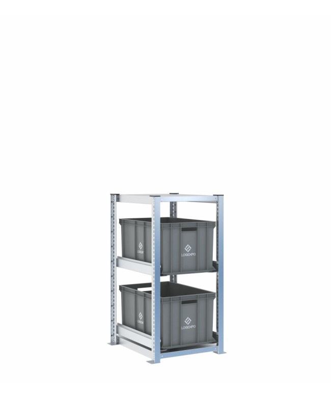 Scaffale H1000 a 1 campata con 2 contenitori Euro 600x400x320h, vista prospettica