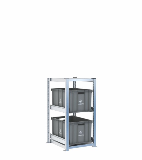 Scaffale H1000 a 1 campata con 2 contenitori Euro 600x400x320h, vista prospettica