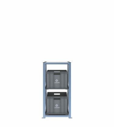 Scaffale H1000 a 1 campata con 2 contenitori Euro 600x400x320h, vista prospettica 2