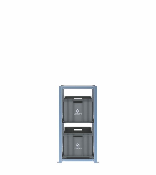 Scaffale H1000 a 1 campata con 2 contenitori Euro 600x400x320h, vista frontale