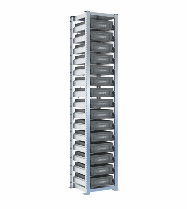 Scaffale H2000 a 1 campata con 15 contenitori Euro 400x300x100h, vista prospettica
