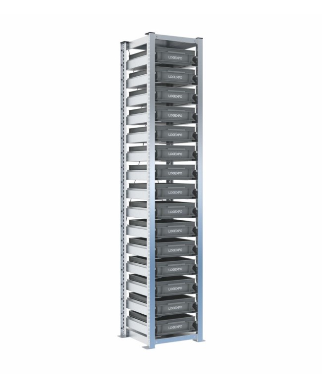 Scaffale H2000 a 1 campata con 15 contenitori Euro 400x300x100h, vista prospettica