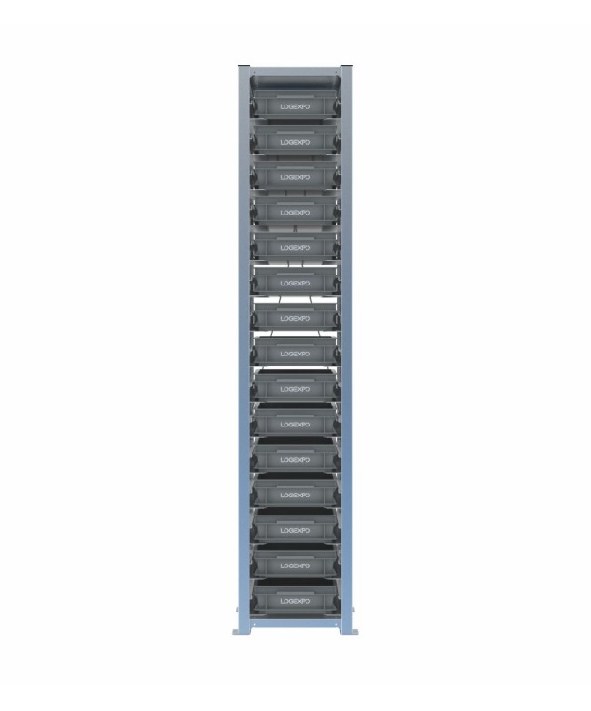 Scaffale H2000 a 1 campata con 15 contenitori Euro 400x300x100h, vista frontale