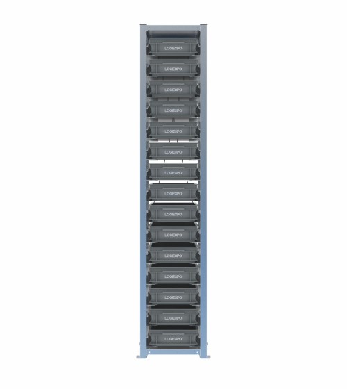 Scaffale H2000 a 1 campata con 15 contenitori Euro 400x300x100h, vista frontale
