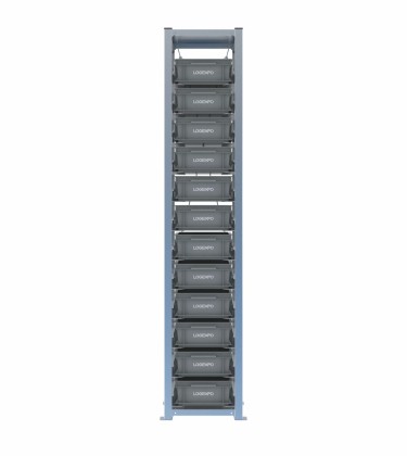 Scaffale H2000 a 1 campata con 12 contenitori Euro 400x300x130h, vista prospettica 2