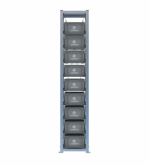 Scaffale H2000 a 1 campata con 9 contenitori Euro 400x300x170h, vista frontale