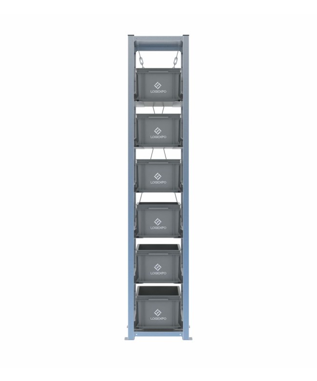 Scaffale H2000 a 1 campata con 6 contenitori Euro 400x300x220h, vista frontale