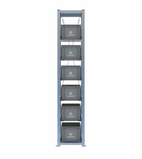 Scaffale H2000 a 1 campata con 6 contenitori Euro 400x300x220h, vista frontale
