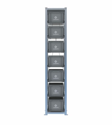 Scaffale H2000 a 1 campata con 7 contenitori Euro 400x300x220h, vista prospettica 2