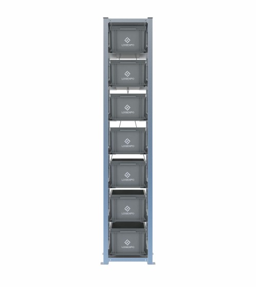Scaffale H2000 a 1 campata con 7 contenitori Euro 400x300x220h, vista frontale