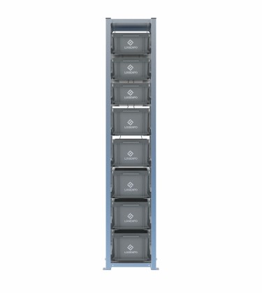 Scaffale H2000 a 1 campata con 8 contenitori Euro 400x300 di altezze 220h e 170h, vista prospettica 2
