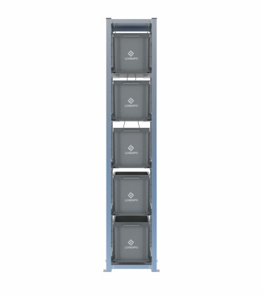 Scaffale H2000 a 1 campata con 5 contenitori Euro 400x300x320h, vista prospettica 2