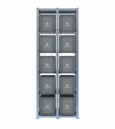 Scaffale H2000 a 2 campate con 10 contenitori Euro 400x300x320h, vista prospettica 2