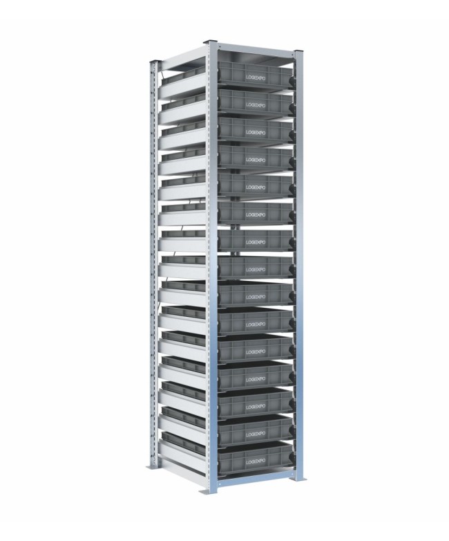 Scaffale H2000 a 1 campata con 15 contenitori Euro 600x400x100h, vista prospettica