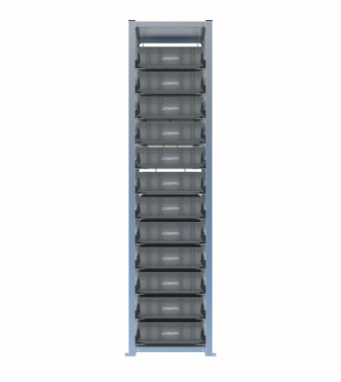 Scaffale H2000 a 1 campata con 12 contenitori Euro 600x400x130h, vista prospettica 2