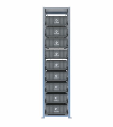 Scaffale H2000 a 1 campata con 9 contenitori Euro 600x400x170h, vista prospettica 2