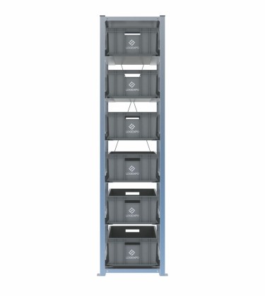 Scaffale H2000 a 1 campata con 6 contenitori Euro 600x400x220h, vista prospettica 2