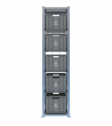 Scaffale H2000 a 1 campata con 5 contenitori Euro 600x400x320h, vista prospettica 2