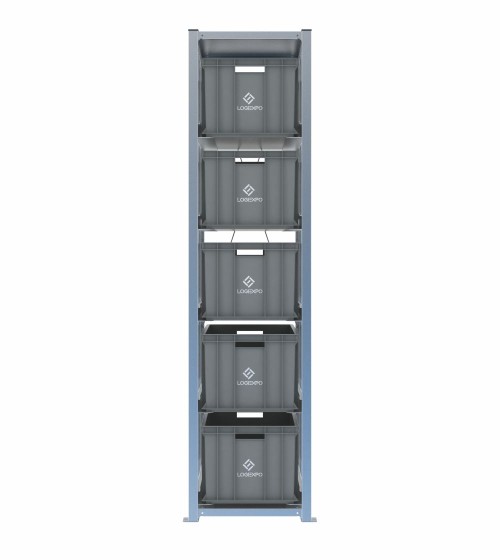 Scaffale H2000 a 1 campata con 5 contenitori Euro 600x400x320h, vista frontale