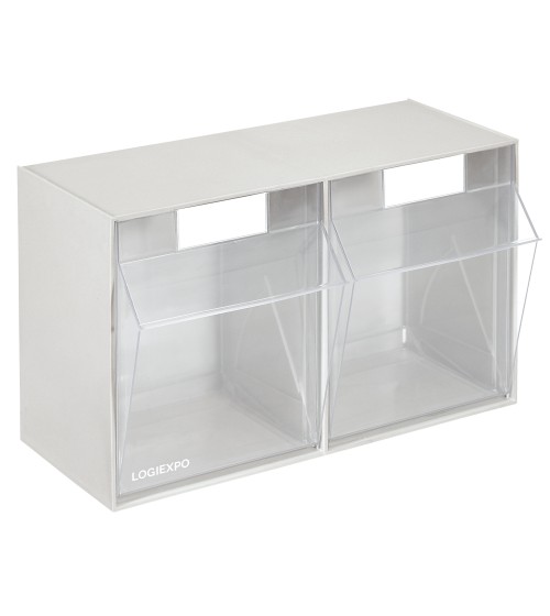 CASSETTIERA PORTA MINUTERIA con 2 cassetti basculanti trasparenti