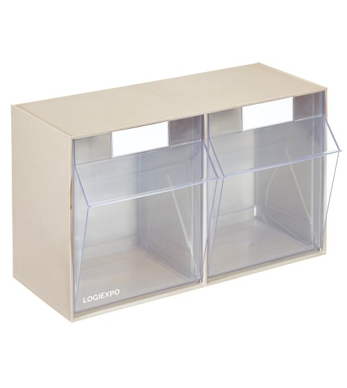 CASSETTIERA PORTA MINUTERIA con 2 cassetti basculanti trasparenti