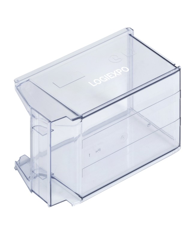 Contenitore per minuterie mm 150x230x130h a bocca di lupo - Produzione in PS trasparente