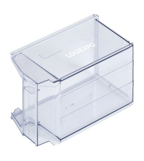 Contenitore per minuterie mm 150x230x130h a bocca di lupo - Produzione in PS trasparente