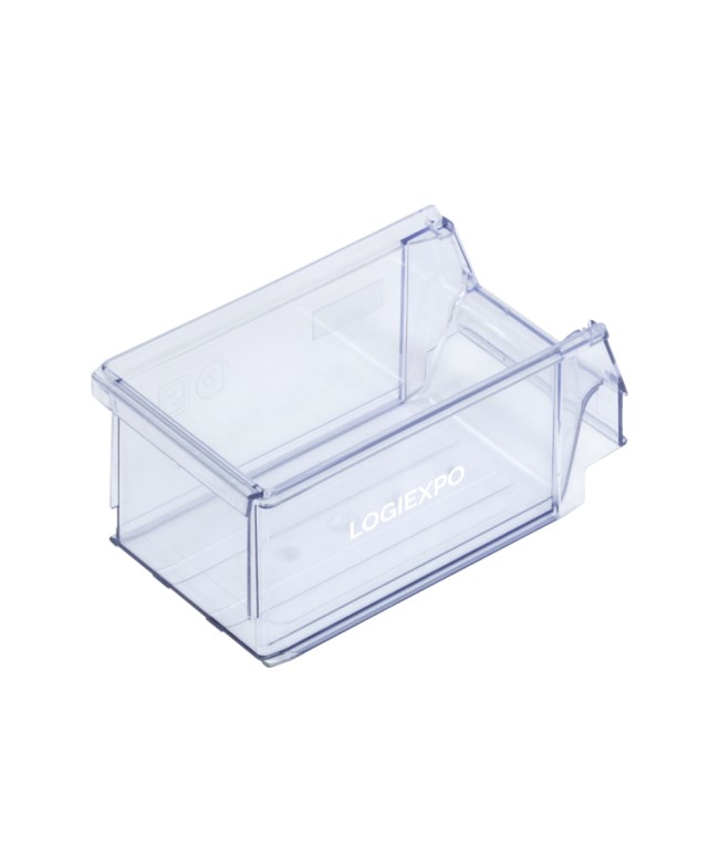 Contenitore a bocca di lupo in plastica trasparente di mm 100x160x75