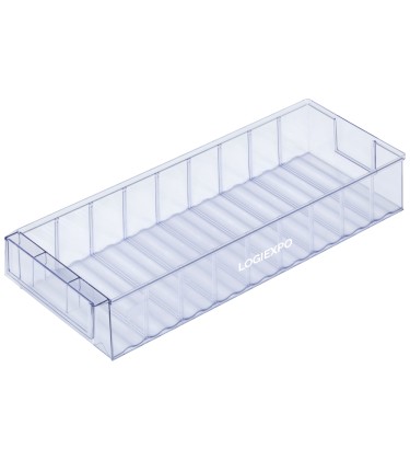 Contenitore trasparente per minuterie con dimensioni 183x500x81h per scaffalature profonde 500 mm