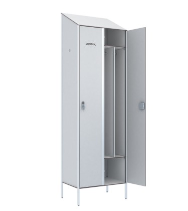 ARMADIETTO SPOGLIATOIO HPL - 2 Posti Sporco/Pulito Tetto inclinato