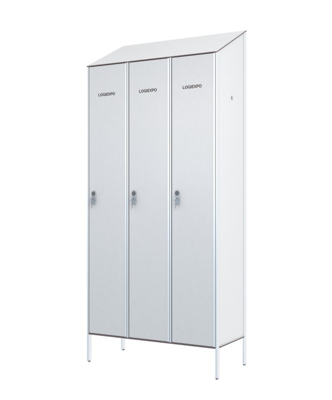 ARMADIETTI PER SPOGLIATOI HPL - 3 Posti Sporco/Pulito Tetto inclinato