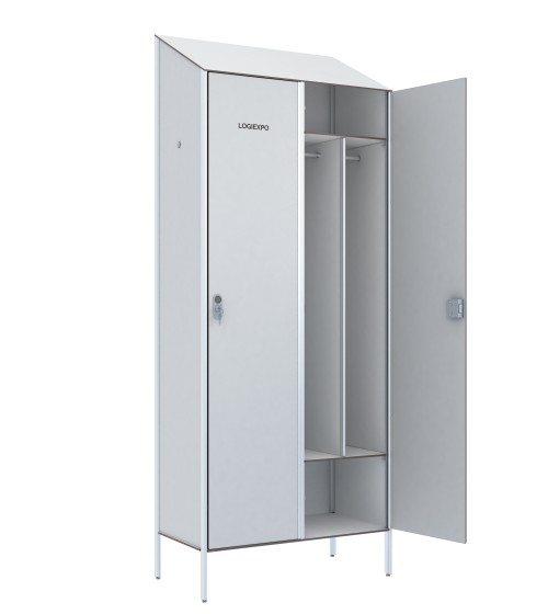 ARMADIO SPOGLIATOIO 2 POSTI in HPL – Sporco / Pulito – Tetto inclinato