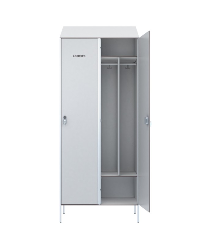 ARMADIO SPOGLIATOIO 2 POSTI in HPL – Sporco / Pulito – Tetto inclinato