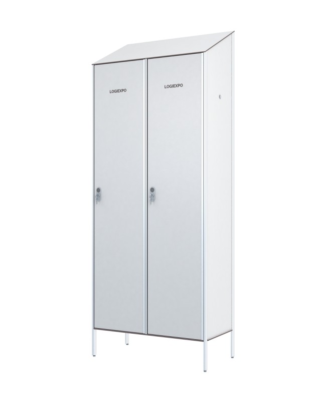 ARMADIO SPOGLIATOIO 2 POSTI in HPL – Sporco / Pulito – Tetto inclinato