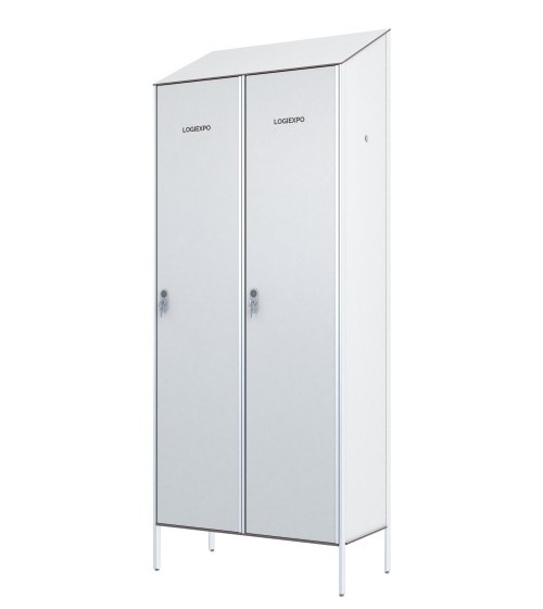 ARMADIO SPOGLIATOIO 2 POSTI in HPL – Sporco / Pulito – Tetto inclinato