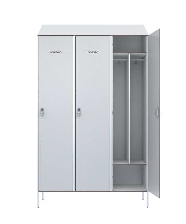 ARMADIO SPOGLIATOIO Sporco/Pulito in HPL – 3 Posti con Tetto inclinato